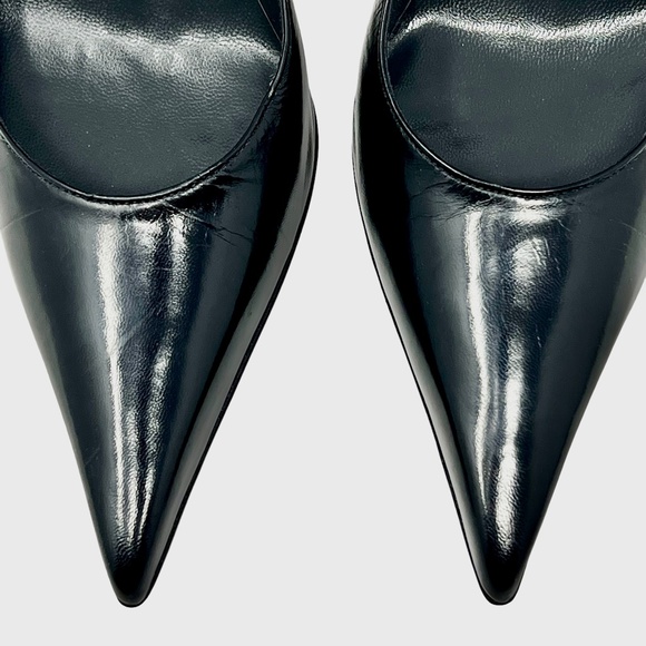 Stuart Weitzman women's black leather point toe pumps size 8 wide - Picture 4 of 16